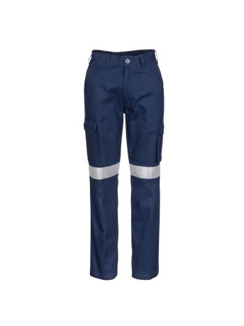 DNC Ladies Cotton Drill Cargo Pants with 3M Reflective Tape