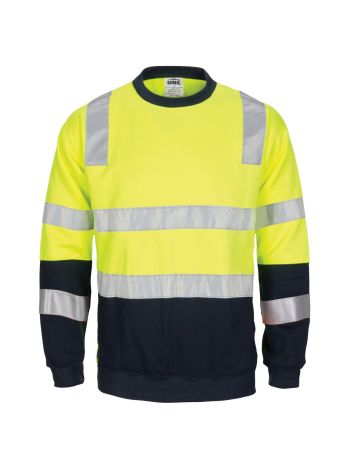 DNC HIVIS 2 tone crew-neck fleecy sweat shirt with shoulders double hoop body and arms CSR R-Tape