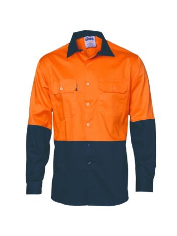 DNC HiVis Two Tone Cotton Drill Long sleeve Shirt