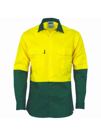 DNC HiVis 2 Tone Cool-Breeze Cotton Shirt - Long sleeve