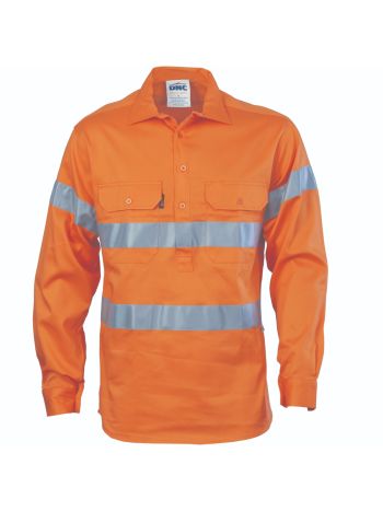 DNC HiVis Close Front Cotton Drill Shirt with 3M R-Tape