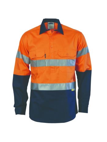 DNC HiVis Two Tone Closed Front Cotton Shirt with 3M R-Tape