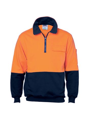 DNC HiVis Two Tone 1/2 Zip Cotton Fleecy Windcheater