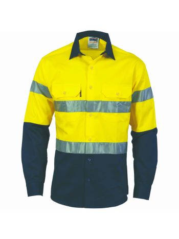 DNC HiVis Cool-Breeze Cotton Shirt with Generic R-Tape - Long sleeve