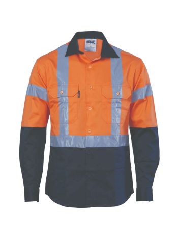 DNC HiVis D-N 2 Tone Drill Shirt with H Pattern Generic R- Tape - Long sleeve