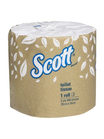 SCOTT® Toilet Tissue (5741), 2 Ply, 48 Rolls / Case, 400 Sheets / Roll (19,200 Sheets)