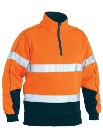 Bisley Taped Hi-Vis 1/4 Zip Pullover Fleece 