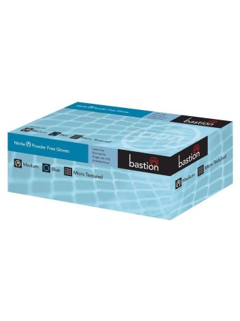 Bastion Nitrile Blue Gloves Powder Free Micro Textured  100/box - 10box/carton