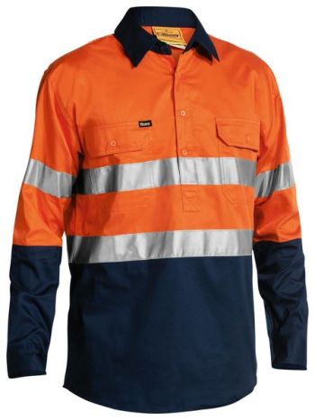 Bisley Taped Hi-Vis Closed Front Cool Lightweight Shirt 