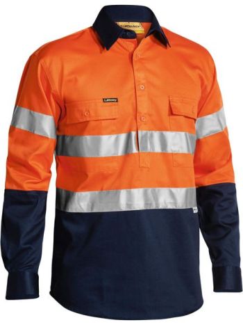 Bisley Hi-Vis Closed Front Drill Shirt 