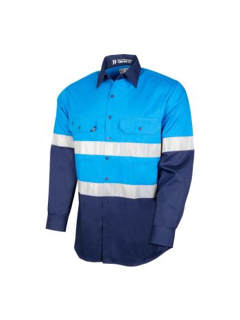 Tru Workwear Lightweight Vented Hi-Vis Drill Shirt With Reflective Tape