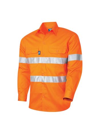 Tru Workwear Regular Weight Cotton Hi Vis Shirt With Reflective Tape