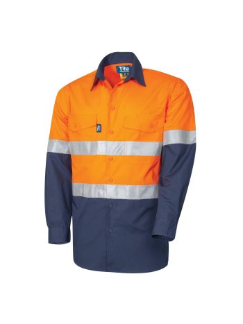 Tru Workwear Ripstop Vented LS Hi-Vis Cotton With Reflective Tape