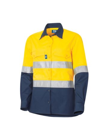 Tru Workwear Ripstop Vented LS Hi-Vis Cotton Shirt With Reflective Tape