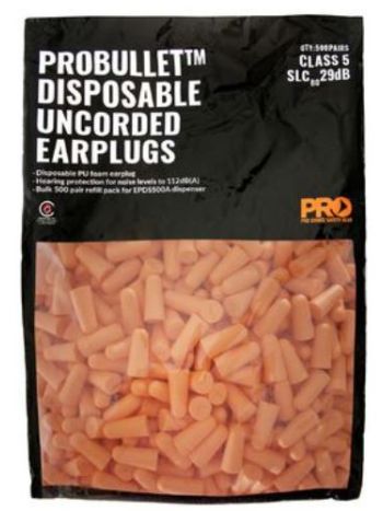 Probullet Uncorded Earplug Refill For Dispenser (500 Pairs)