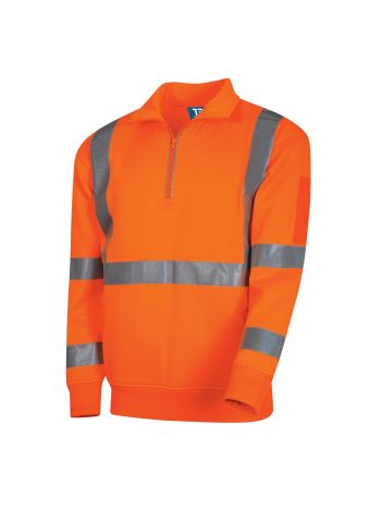 Tru Workwear One Fourth Zip Fleece Jumper With Reflective Tape