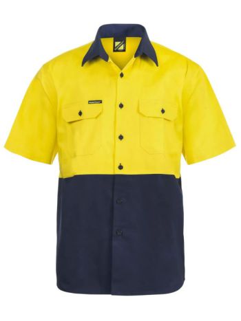 Workcraft Hi Vis Short Sleeve Cotton Drill Shirt