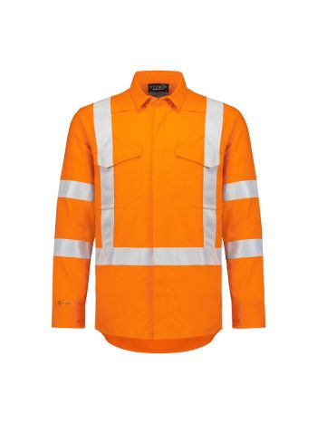 Mens Orange Flame Lightweight Ripstop X Back Taped Shirt